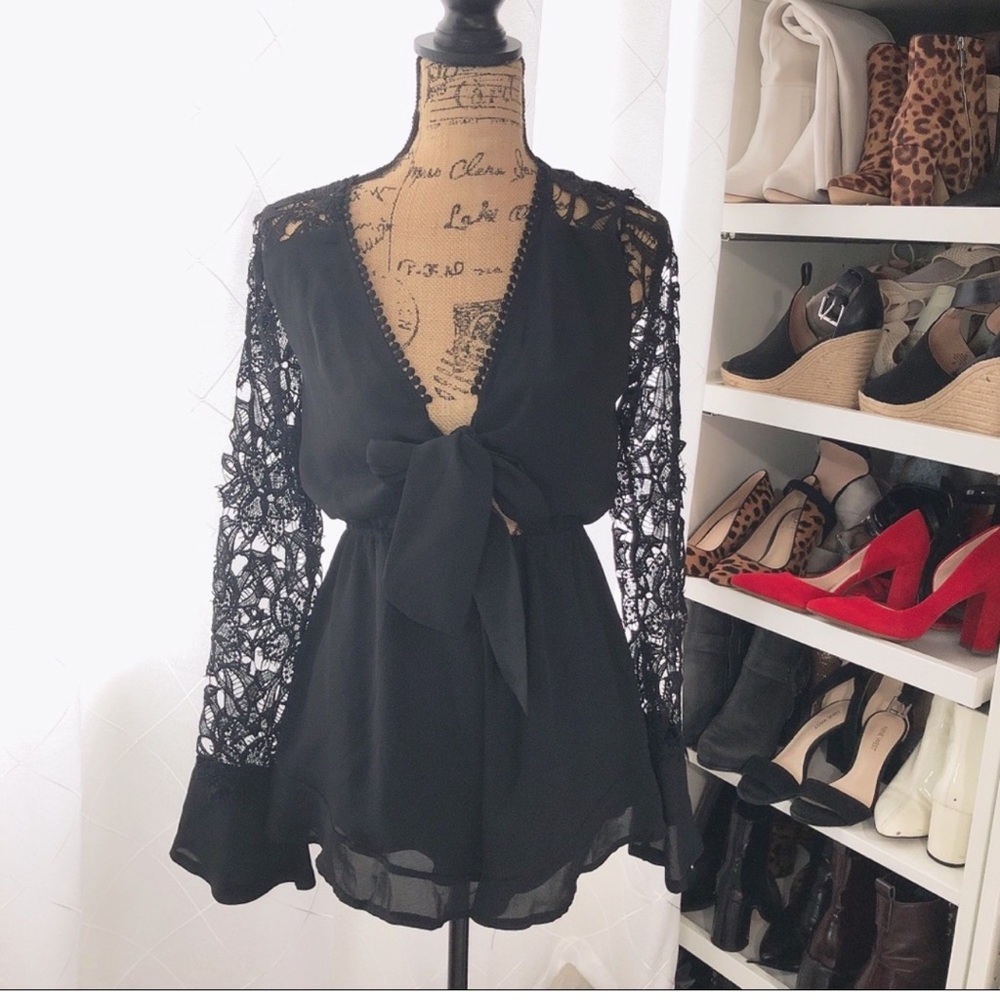 Lace Long Sleeve Romper Playsuit